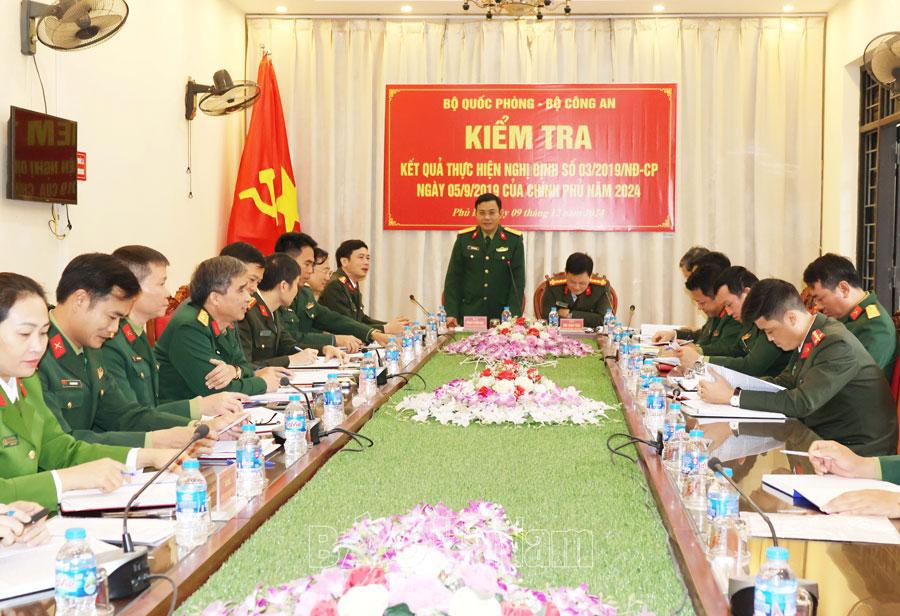 Đoàn công tác của Bộ Quốc phòng – Bộ Công an kiểm tra kết quả thực hiện Nghị định số 03 của Chính phủ tại thành phố Phủ Lý