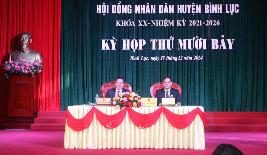 HĐND huyện Bình Lục khóa XX tổ chức Kỳ họp thường lệ cuối năm 2024