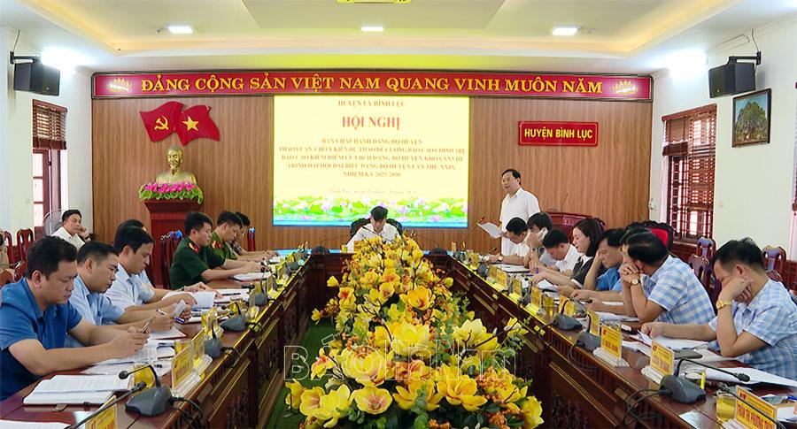 Bình Lục triển khai thực hiện Chỉ thị 35 về đại hội đảng bộ các cấp