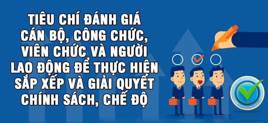Tiêu chí đánh giá cán bộ, công chức, viên chức và người lao động để thực hiện sắp xếp và giải quyết chính sách, chế độ