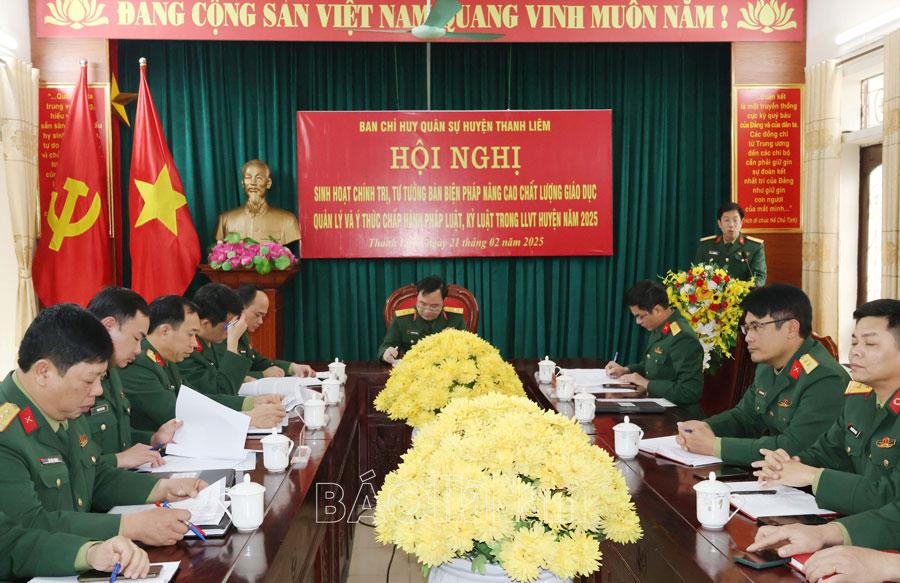 Ban CHQS huyện Thanh Liêm tổ chức sinh hoạt chính trị, tư tưởng