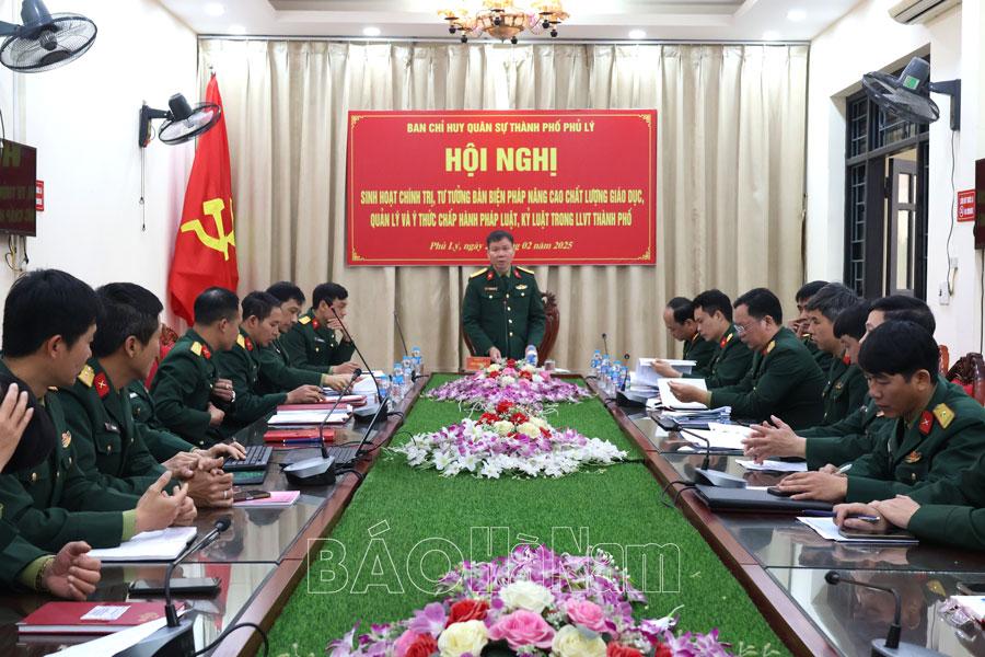 Ban CHQS thành phố Phủ Lý tăng cường quản lý chấp hành pháp luật Nhà nước, kỷ luật quân đội