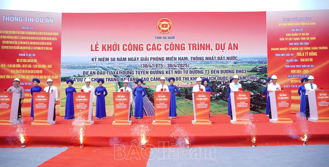Hà Nam khởi công 2 dự án giao thông, hạ tầng đô thị trị giá trên 765 tỷ đồng