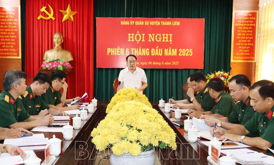 Đảng ủy Quân sự huyện Thanh Liêm tổ chức hội nghị phiên 6 tháng đầu năm