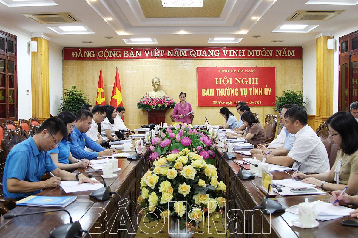 BTV Tỉnh ủy cho ý kiến, cho chủ trương các nội dung về KT-XH; công tác cán bộ và các nội dung khác theo thẩm quyền