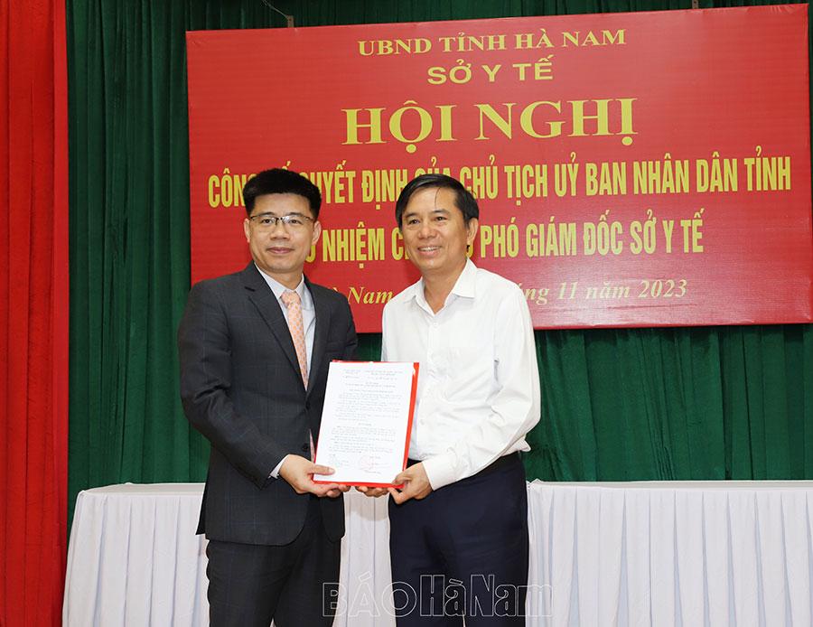 Giám đốc Bệnh viện Đa khoa tỉnh được bổ nhiệm giữ chức vụ Phó Giám đốc Sở Y tế