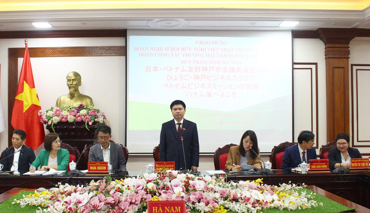 Đồng chí Chủ tịch UBND tỉnh Trương Quốc Huy tiếp và làm việc với đoàn công tác của thành phố Kobe (Nhật Bản)