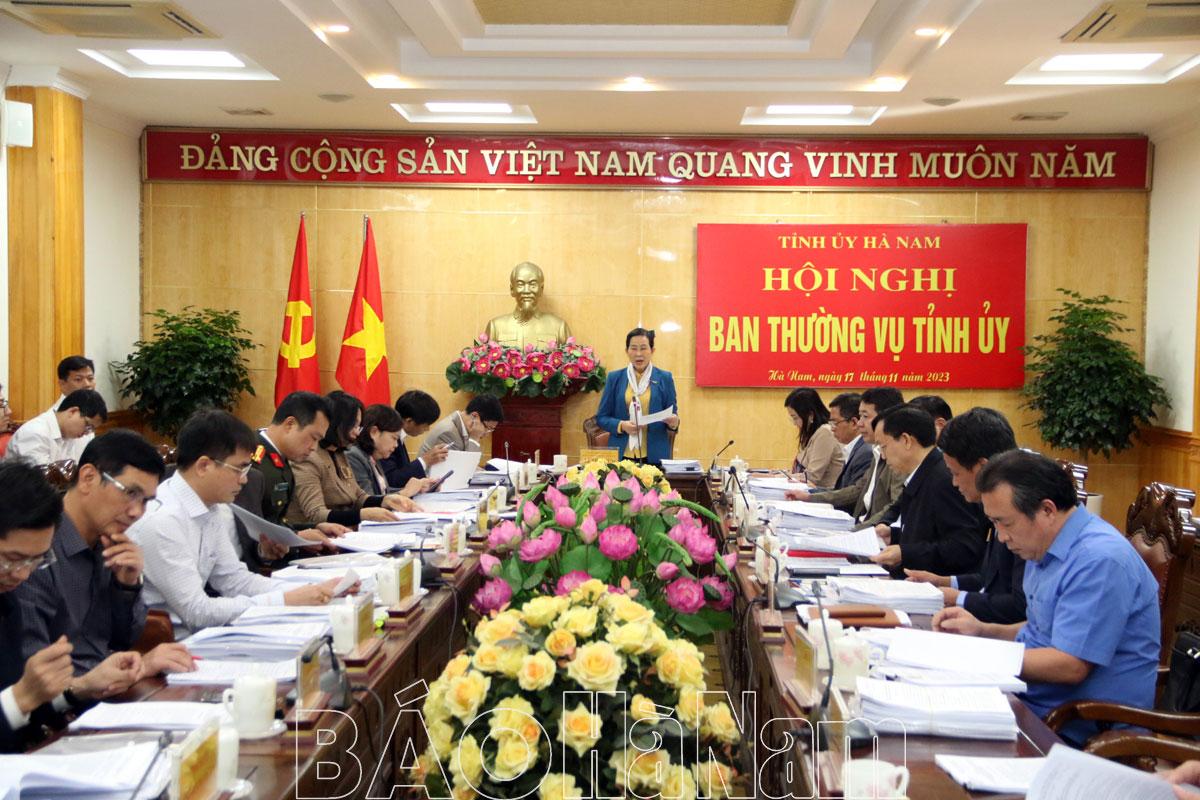 Ban Thường vụ Tỉnh ủy thảo luận, cho ý kiến các nội dung kinh tế - xã hội và nội dung trình Kỳ họp HĐND tỉnh