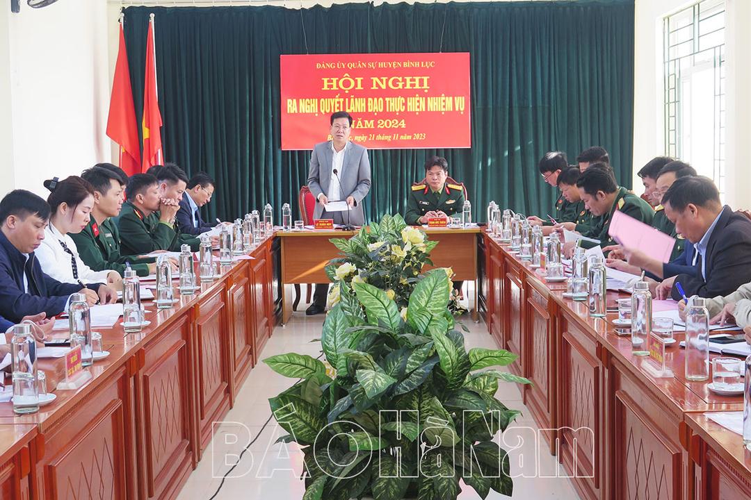 Đảng uỷ Quân sự huyện Bình Lục ra nghị quyết lãnh đạo thực hiện nhiệm vụ năm 2024