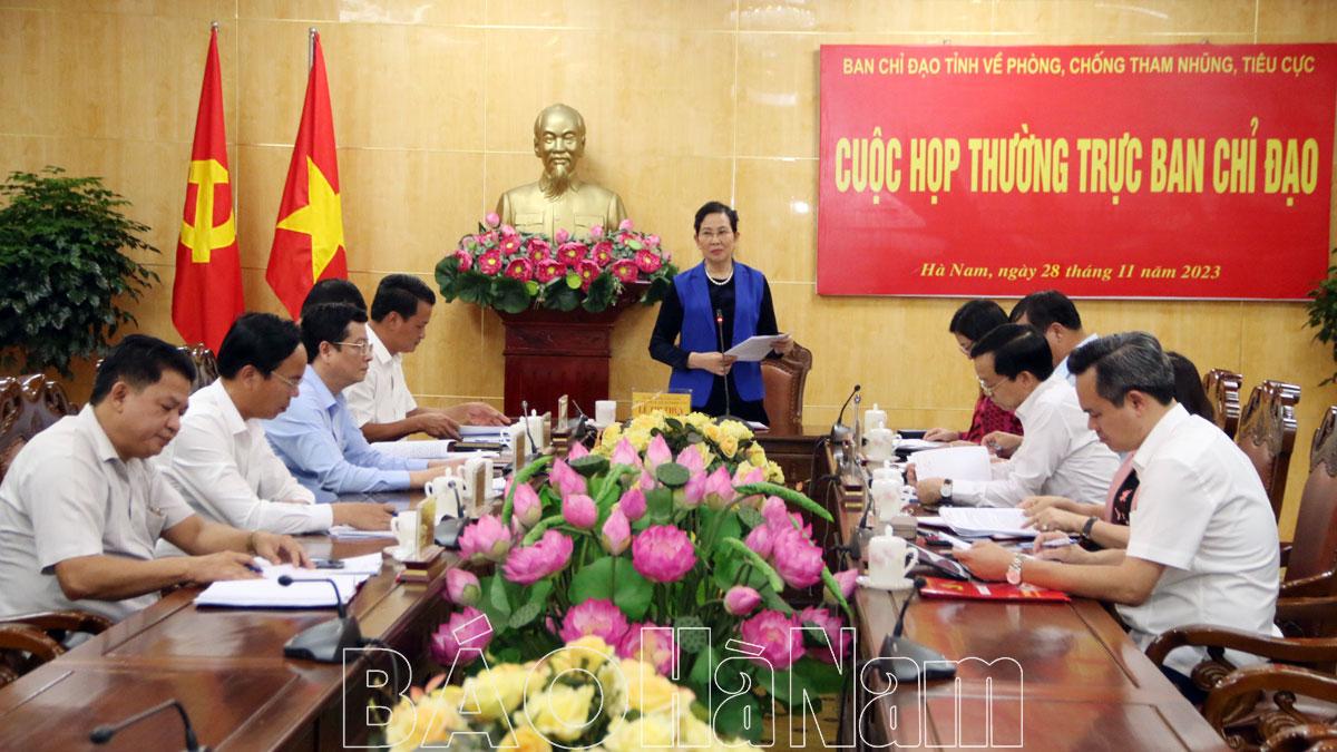 Thường trực Ban Chỉ đạo tỉnh về phòng chống tham nhũng, tiêu cực triển khai nhiệm vụ trọng tâm thời gian tới