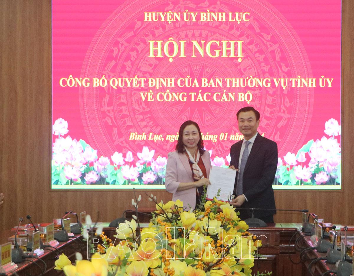 Điều động, phân công Giám đốc Sở Nội vụ làm Bí thư Huyện ủy Bình Lục