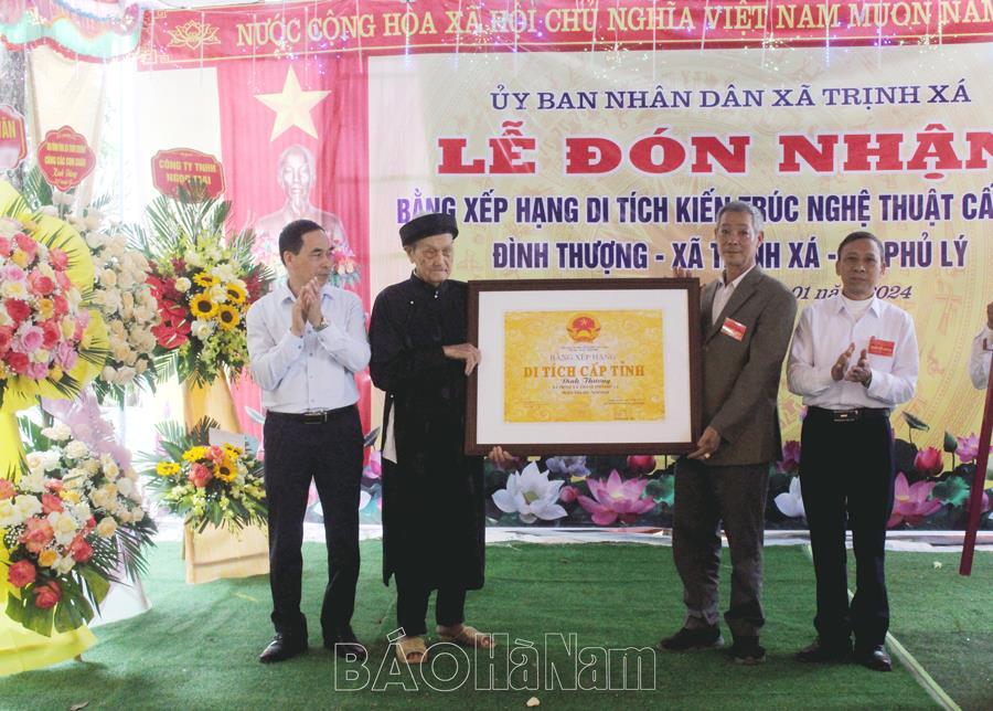 Xã Trịnh Xá đón Bằng xếp hạng di tích cấp tỉnh Đình Thượng