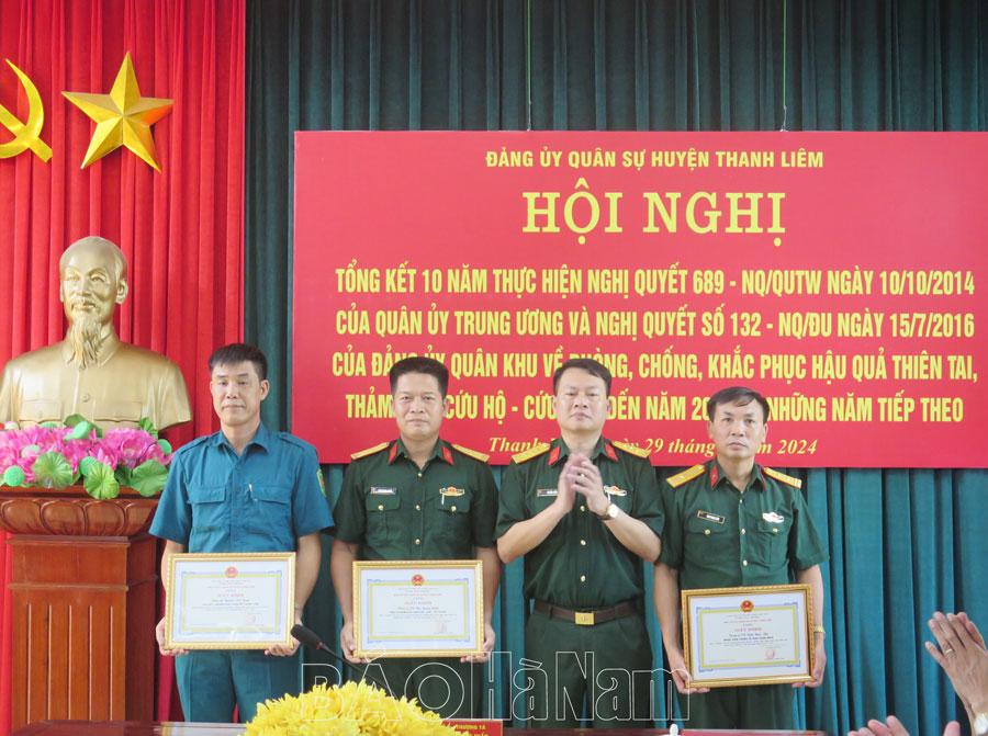 Đảng uỷ Quân sự huyện Thanh Liêm tổng kết 10 năm thực hiện Nghị quyết về phòng, chống khắc phục hậu quả thiên tai