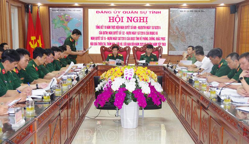 Đảng ủy Quân sự tỉnh tổng kết 10 năm thực hiện nhiệm vụ phòng chống, khắc phục hậu quả thiên tai