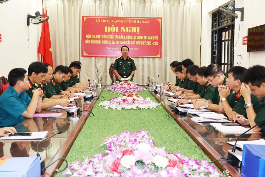 Bộ CHQS tỉnh kiểm tra hoạt động công tác Đảng, công tác chính trị tại Ban CHQS thành phố Phủ Lý