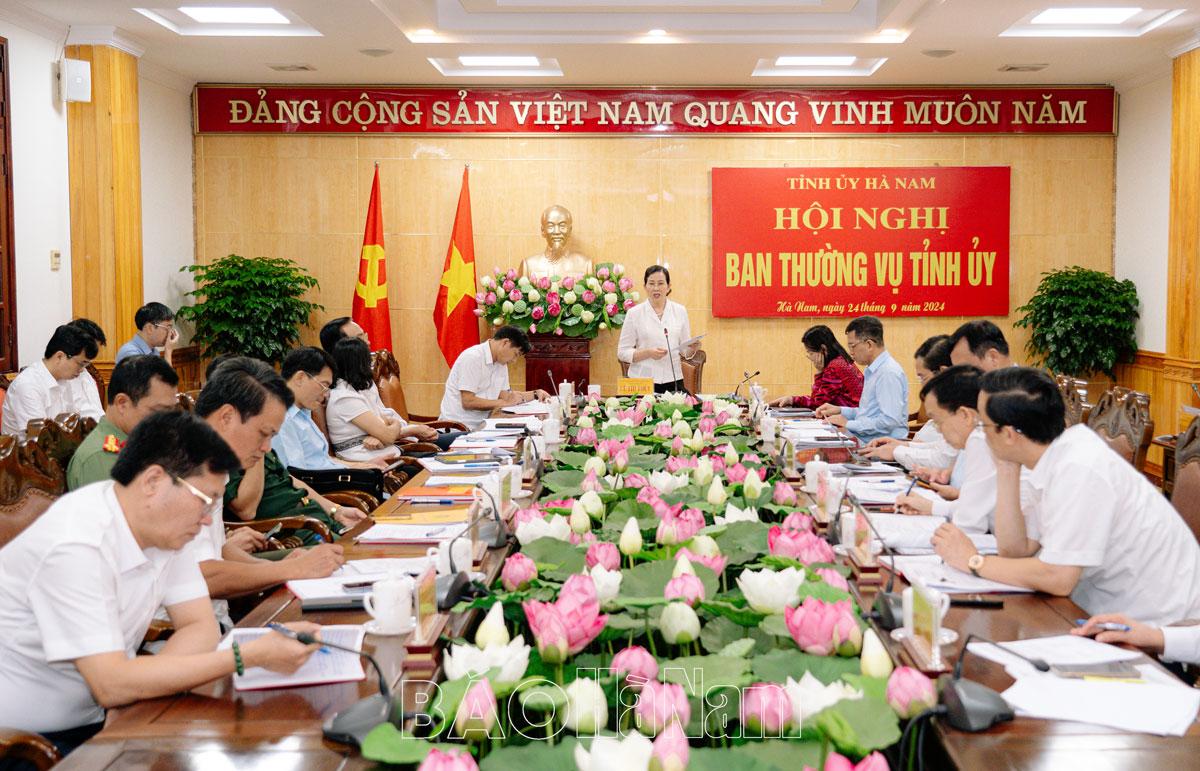 Ban Thường vụ Tỉnh ủy cho ý kiến về dự thảo báo cáo kết quả công tác 9 tháng đầu năm 2024