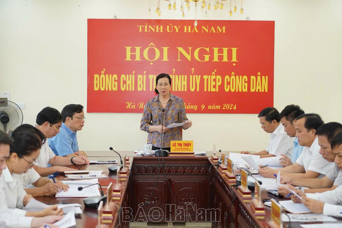 Đồng chí Bí thư Tỉnh ủy Lê Thị Thủy tiếp công dân định kỳ tháng 9/2024