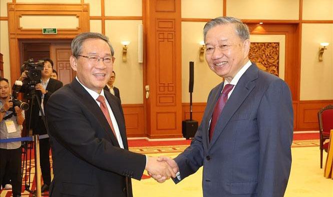 Tổng Bí thư, Chủ tịch nước Tô Lâm hội kiến Thủ tướng Quốc vụ viện Trung Quốc Lý Cường