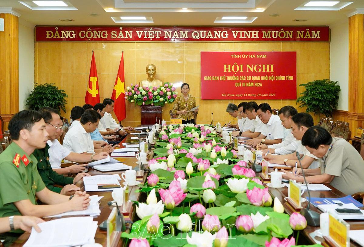 Thường trực Tỉnh ủy giao ban với thủ trưởng các cơ quan Khối nội chính