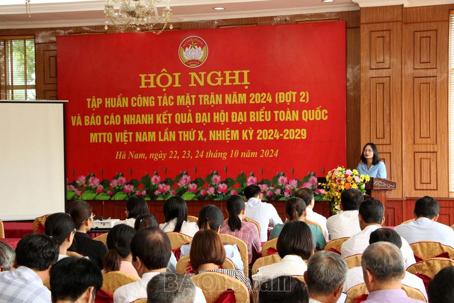 Tập huấn công tác mặt trận và báo cáo nhanh kết quả Đại hội đại biểu toàn quốc MTTQ Việt Nam lần thứ X