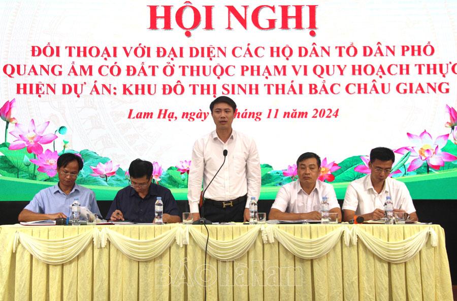 Phủ Lý đối thoại với nhân dân có đất ở thuộc phạm vi quy hoạch dự án Khu đô thị sinh thái Bắc Châu Giang