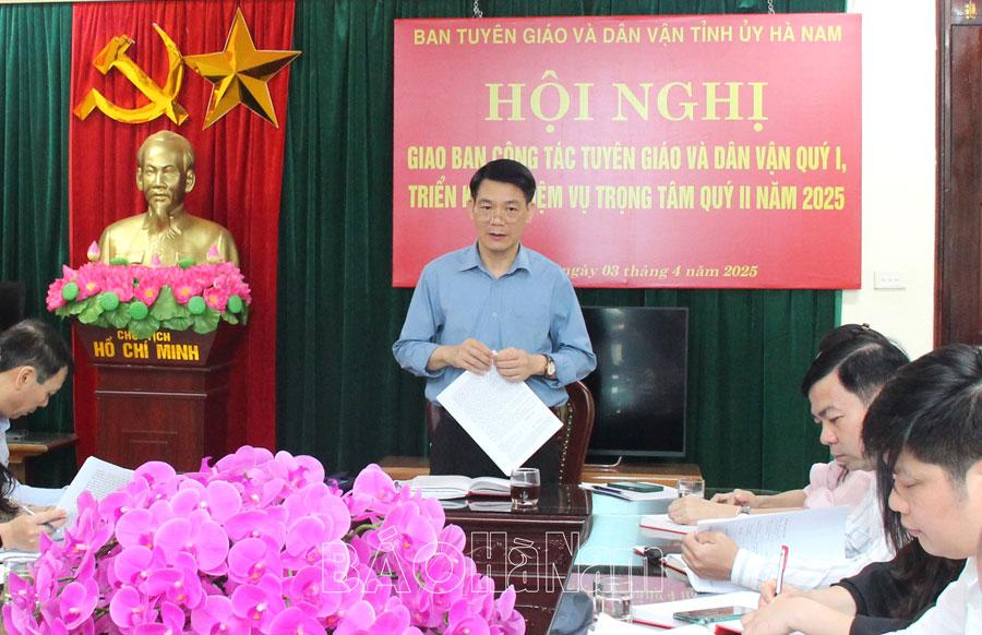 Giao ban công tác tuyên giáo và dân vận quý I/2025