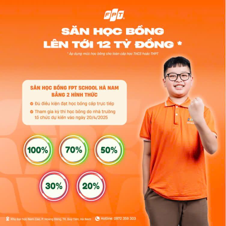 Trường Tiểu học, THCS và THPT FPT tung quỹ học bổng lên đến 12 tỷ đồng