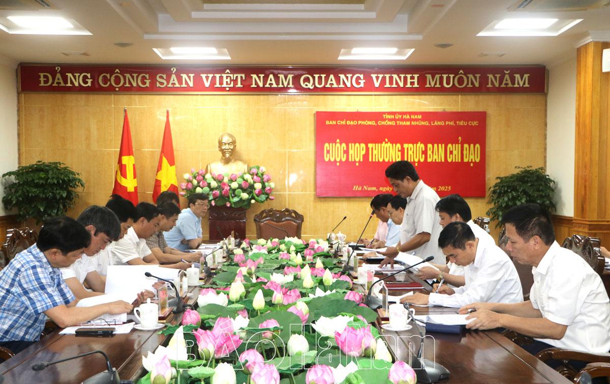 Cuộc họp Thường trực Ban Chỉ đạo tỉnh về phòng, chống tham nhũng, lãng phí, tiêu cực