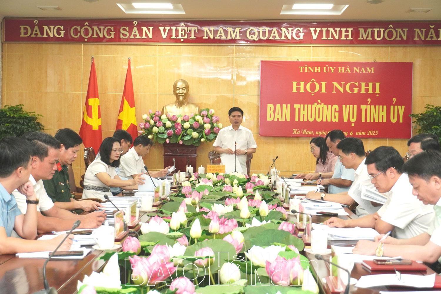 Ban Thường vụ Tỉnh ủy cho chủ trương một số nội dung kinh tế - xã hội