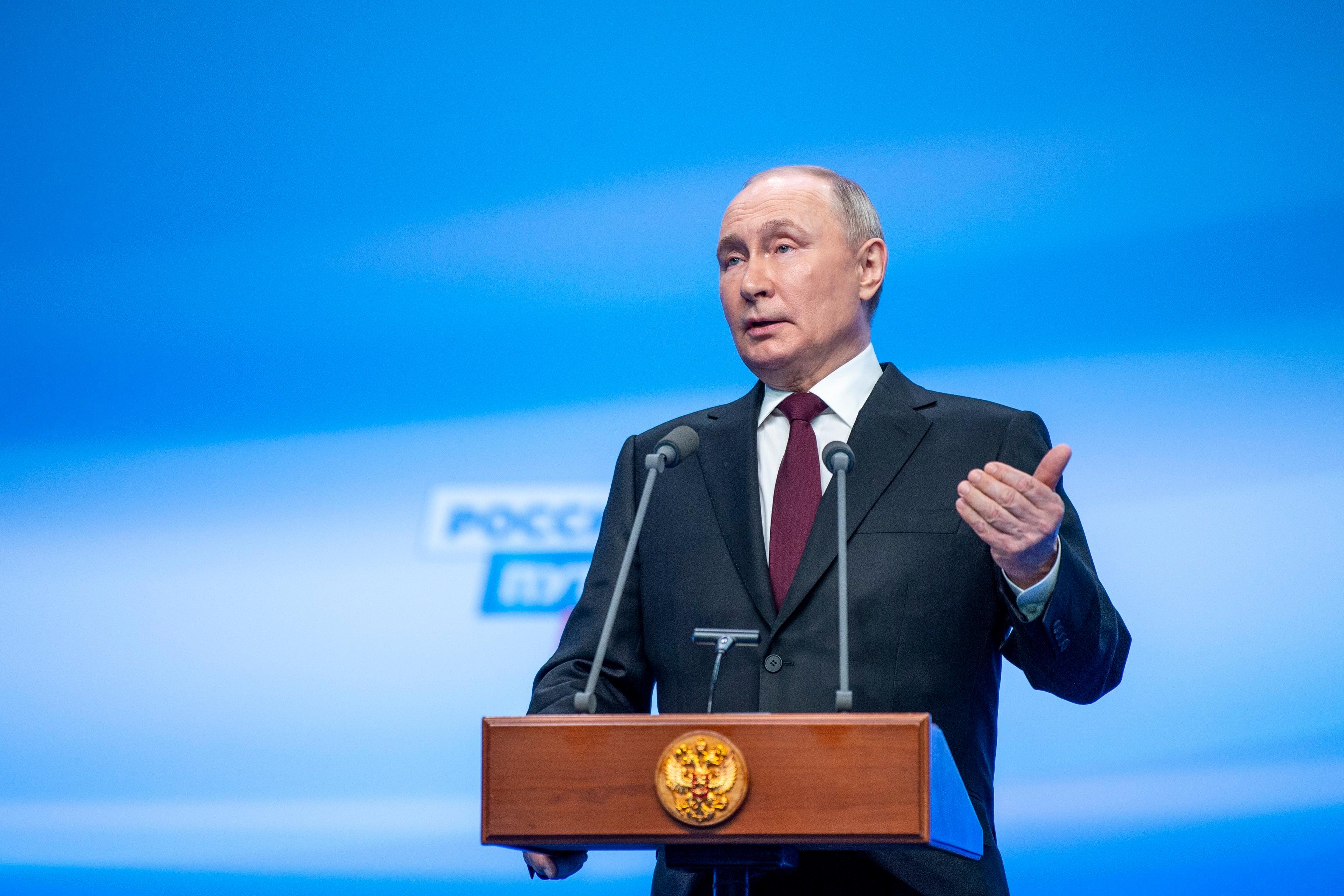Tổng thống Nga Vladimir Putin phát biểu tại thủ đô Moskva. Ảnh: THX/TTXVN
