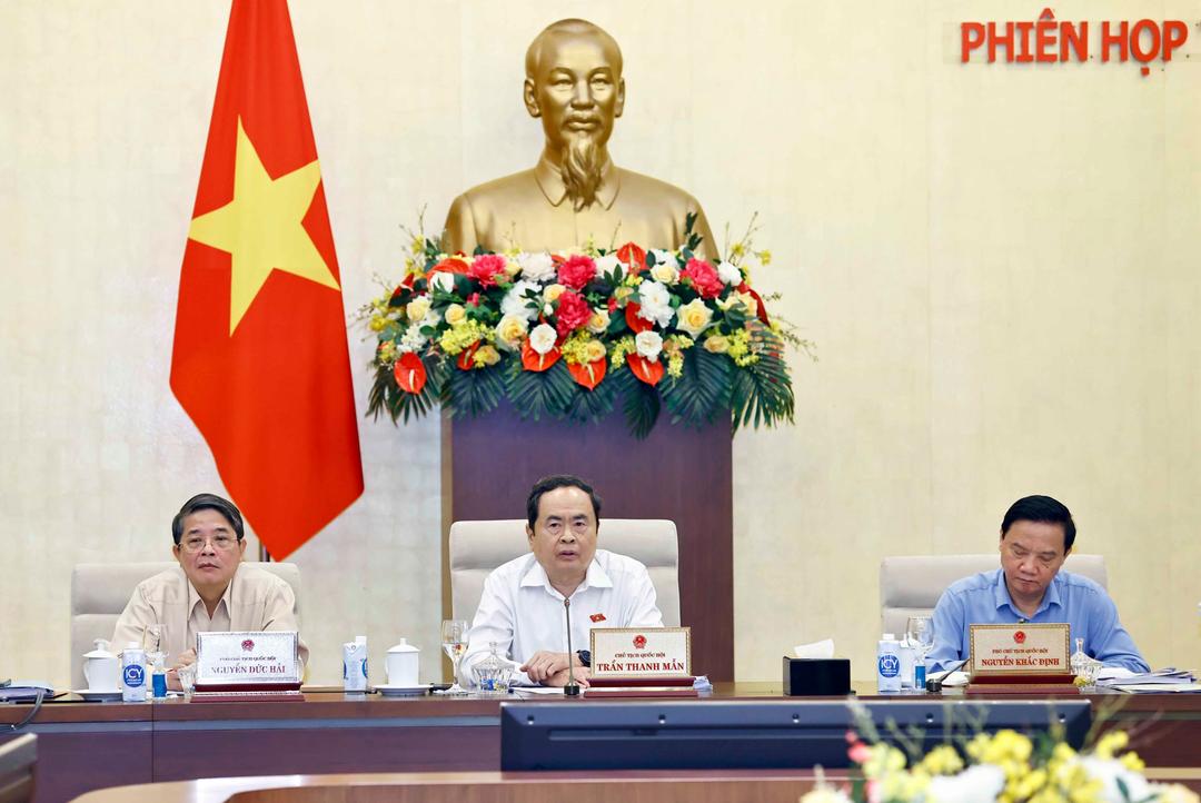 Chủ tịch Quốc hội Trần Thanh Mẫn phát biểu tại phiên họp.