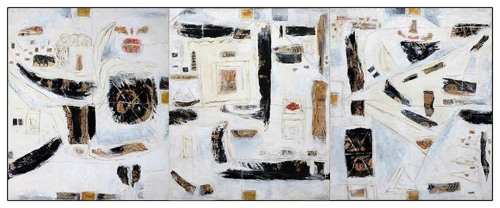 Tác phẩm tranh sơn dầu “Thăng Long - Đông Đô - Hà Nội” do Họa sỹ Nguyễn Quân trao tặng Bảo tàng Mỹ thuật Việt Nam.