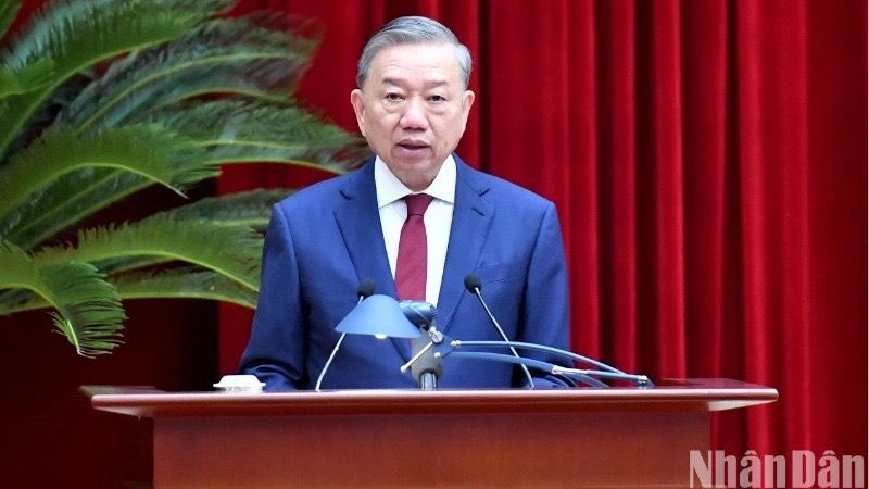 Tổng Bí thư Tô Lâm phát biểu khai mạc hội nghị.