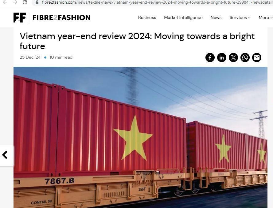 Bài viết trên trang fibre2fashion.com (Ấn Độ) đánh giá kinh tế Việt Nam đang phát triển với những tín hiệu tích cực.