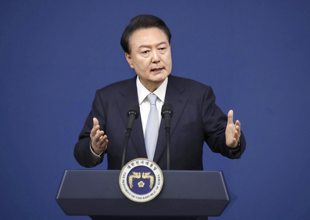 Tổng thống Yoon Suk Yeol tại cuộc họp báo ở Seul ngày 29/8/2024.