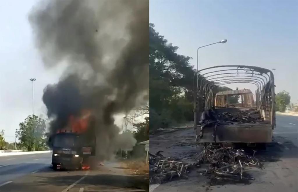 Hiện trường vụ cháy xe đạp. (Nguồn: Facebook Ted Trần TV)