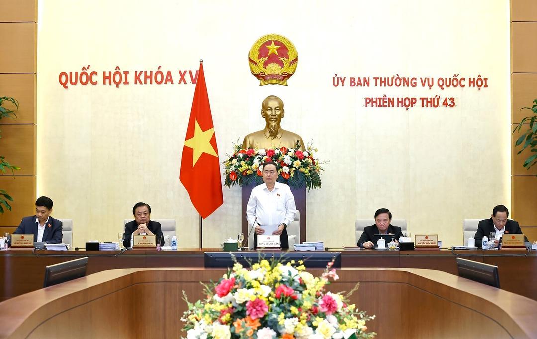 Chủ tịch Quốc hội Trần Thanh Mẫn phát biểu khai mạc Phiên họp thứ 43 của Ủy ban Thường vụ Quốc hội.