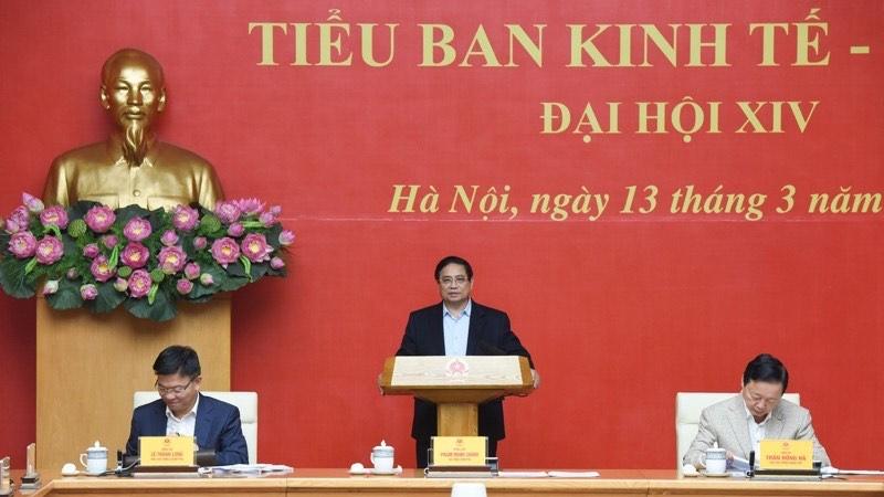 Thủ tướng Phạm Minh Chính chủ trì phiên họp thứ tư Tiểu ban Kinh tế-Xã hội Đại hội lần thứ XIV của Đảng. Ảnh: NDO