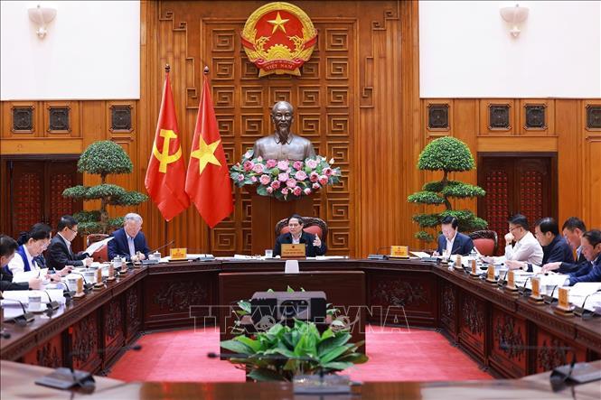 Thủ tướng Phạm Minh Chính chủ trì cuộc họp của Ban Thường vụ Đảng ủy Chính phủ về đề án sắp xếp các đơn vị hành chính, ngày 11/3/2025. Ảnh: TTXVN