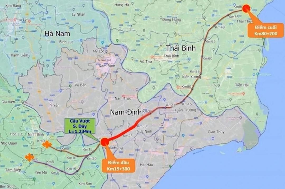 Hướng tuyến cao tốc Ninh Bình - Hải Phòng.