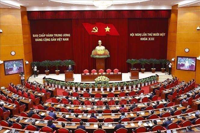 Phiên bế mạc Hội nghị lần thứ 11 Ban Chấp hành Trung ương Đảng khóa XIII. Ảnh: TTXVN