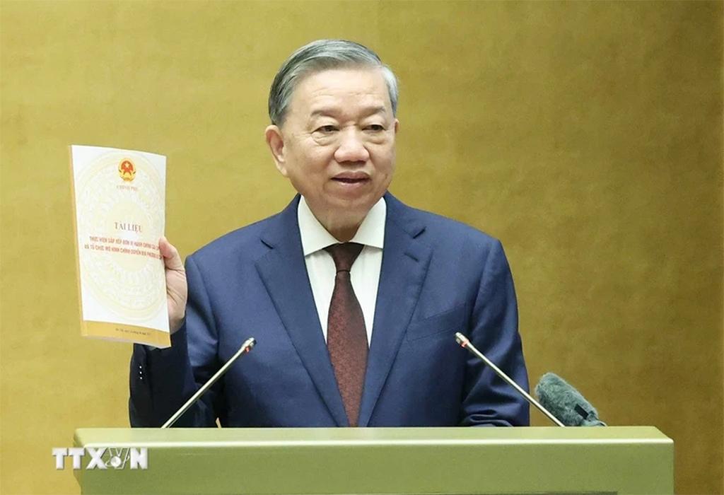 Tổng Bí thư Tô Lâm phát biểu chỉ đạo Hội nghị tại điểm cầu Trung ương. (Ảnh: Thống Nhất/TTXVN)