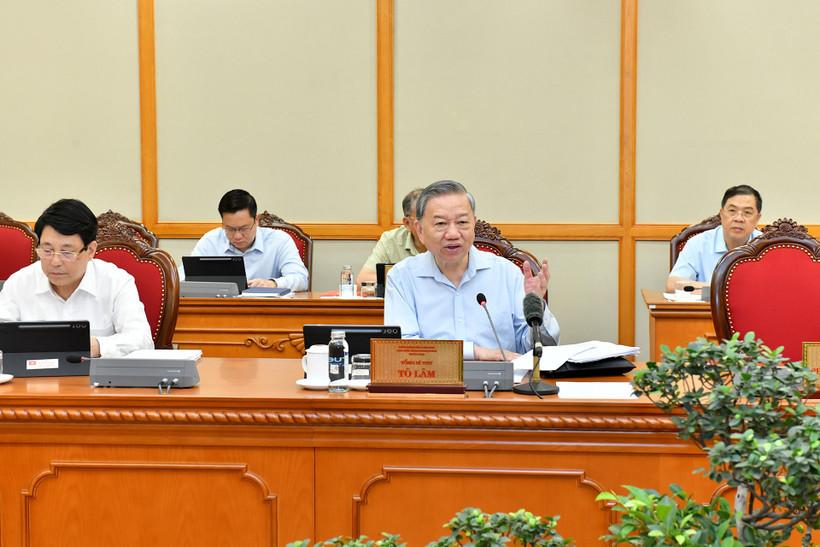 Tổng Bí thư Tô Lâm phát biểu chỉ đạo cuộc họp. (Ảnh ĐĂNG KHOA)