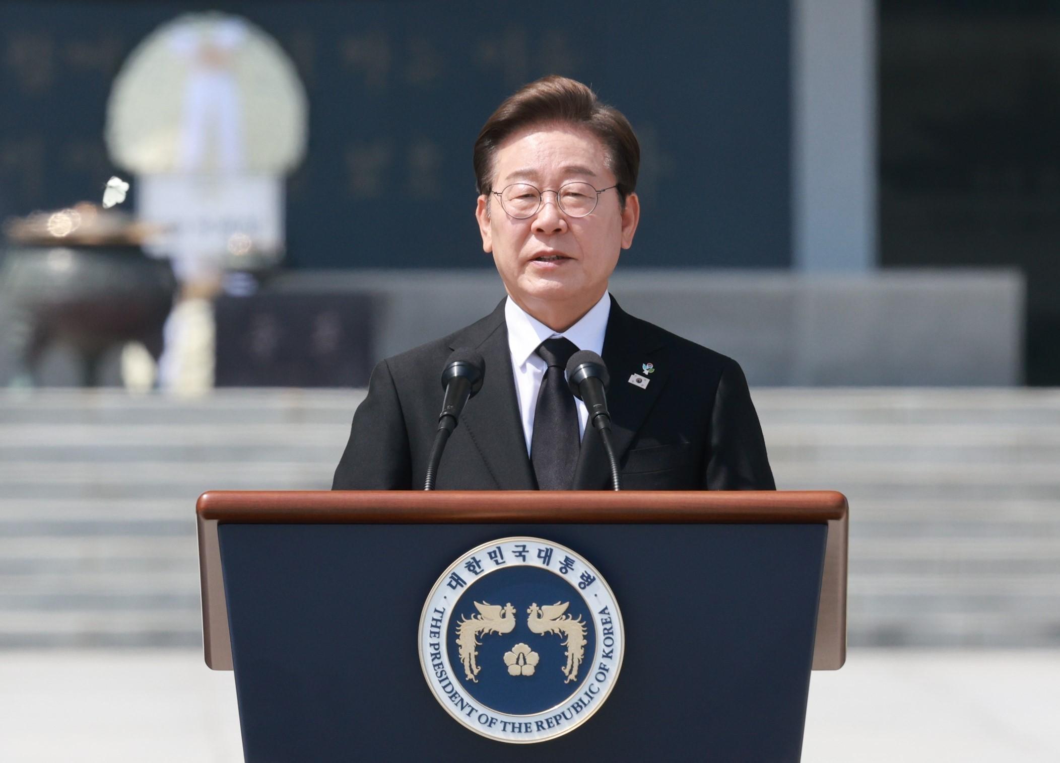 Tổng thống Hàn Quốc Lee Jae Myung phát biểu tại thủ đô Seul ngày 6/6/2025.