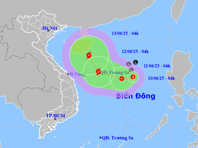 Áp thấp nhiệt đới có khả năng mạnh lên thành bão vào ngày 12/6.