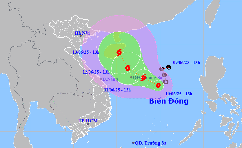 Hình ảnh hướng đi dự kiến của ATNĐ/bão.