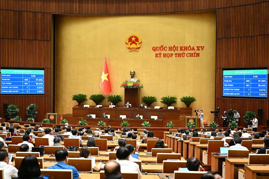 Quốc hội thông qua Nghị quyết về việc sắp xếp đơn vị hành chính cấp tỉnh. Ảnh: Quochoi.vn