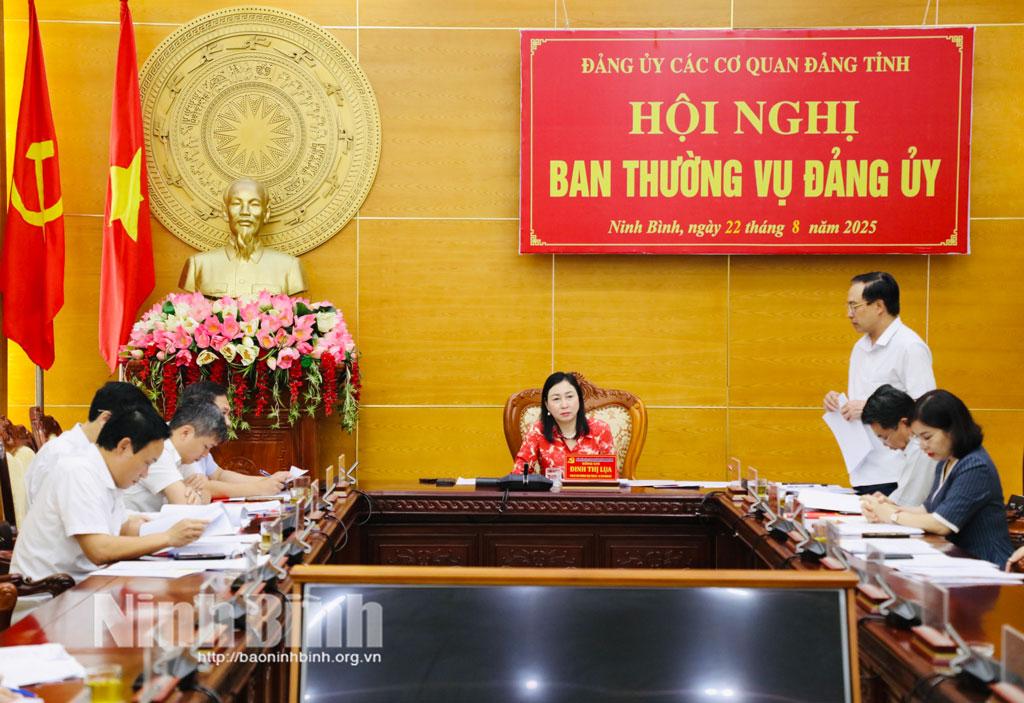 Quang cảnh hội nghị Ban Thường vụ Đảng uỷ các cơ quan Đảng tỉnh.