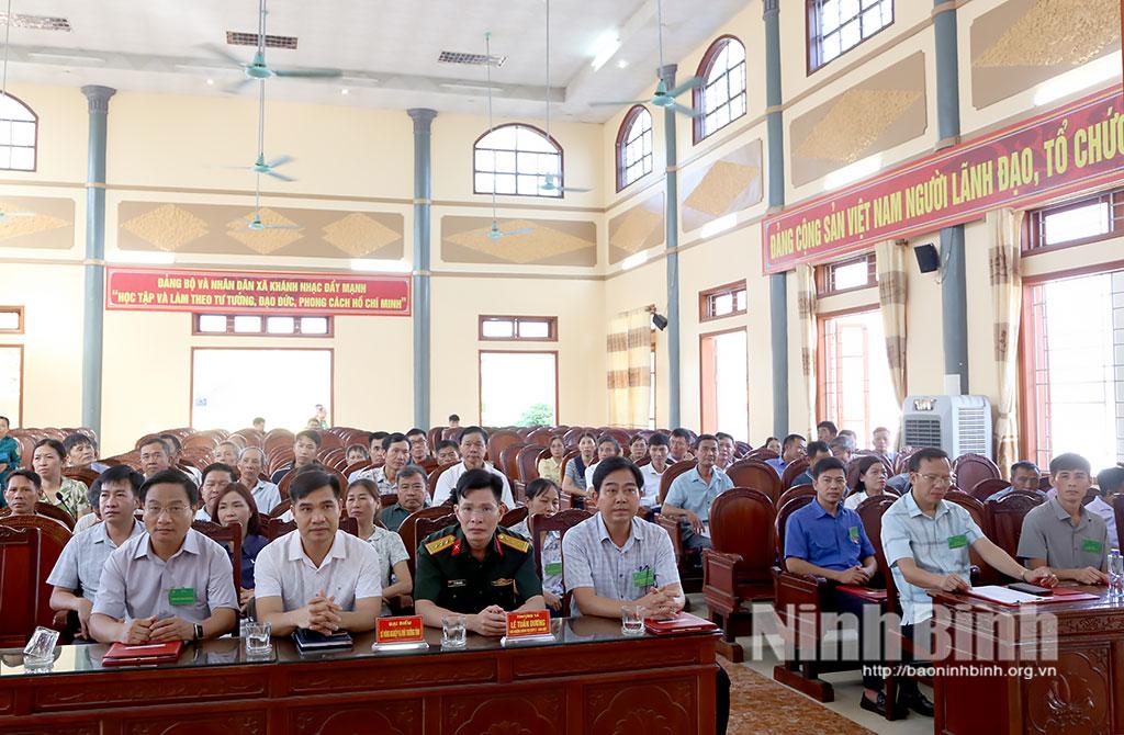 Các đại biểu dự hội nghị diễn tập xã Khánh Nhạc. Ảnh: Minh Đường
