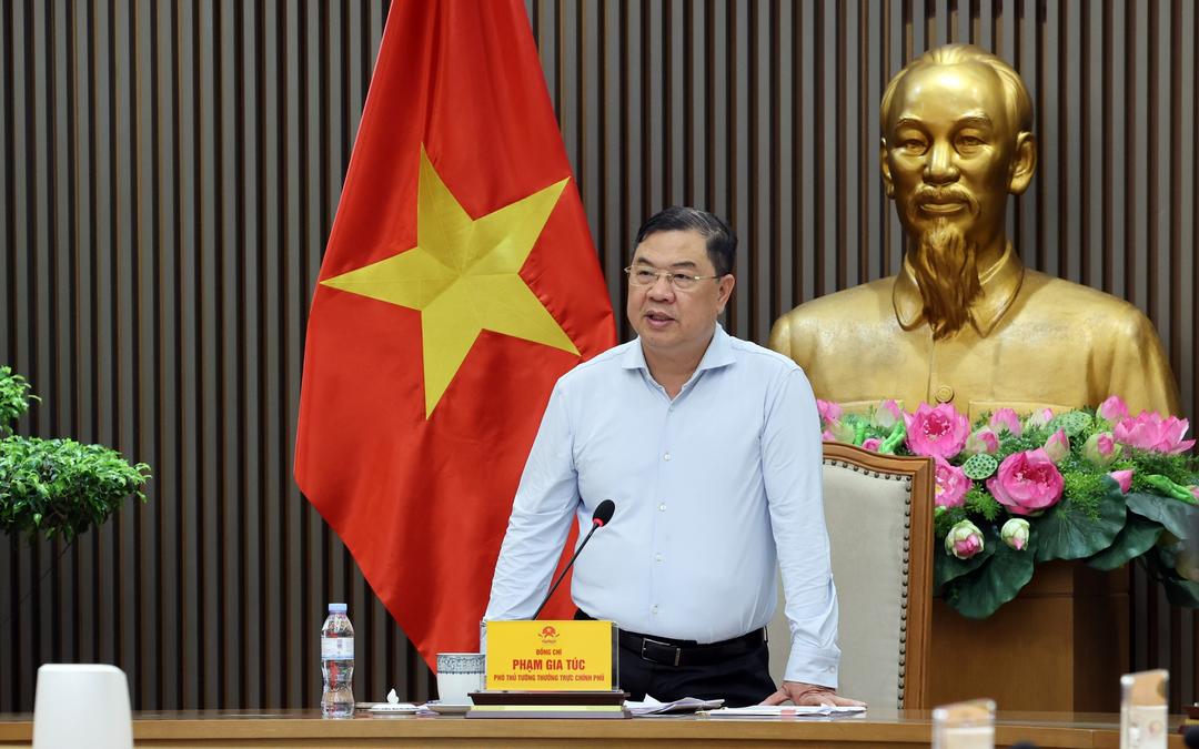 Phó Thủ tướng Thường trực Phạm Gia Túc nêu rõ, kinh doanh xăng dầu là lĩnh vực đặc biệt quan trọng, ảnh hưởng trực tiếp đến hoạt động sản xuất, kinh doanh của doanh nghiệp và đời sống của người dân - Ảnh: VGP/Phương Nguyên